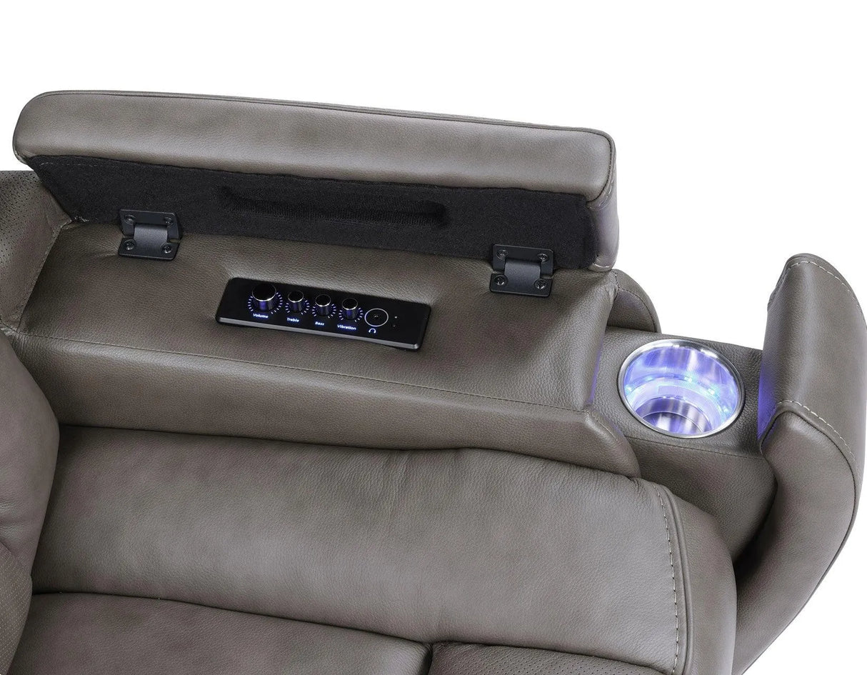 Daniel Triple Power Home Theater Leather Recliner with Built-in Speakers by Steve Silver at Eve Furniture