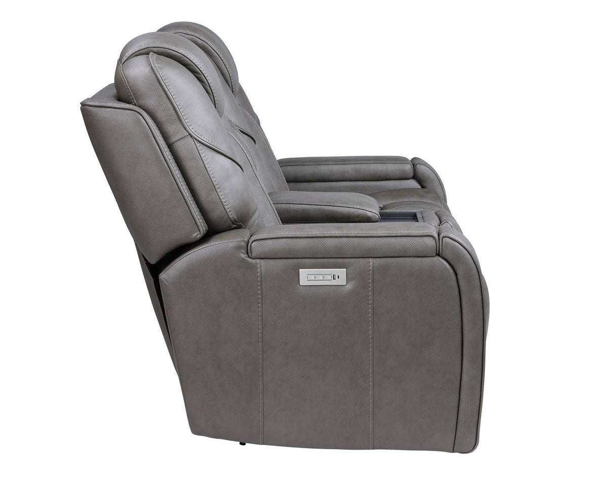 Daniel Triple Power Home Theater Leather Reclining Console Loveseat, Built-in Speakers, Heat and Massage by Steve Silver at Eve Furniture