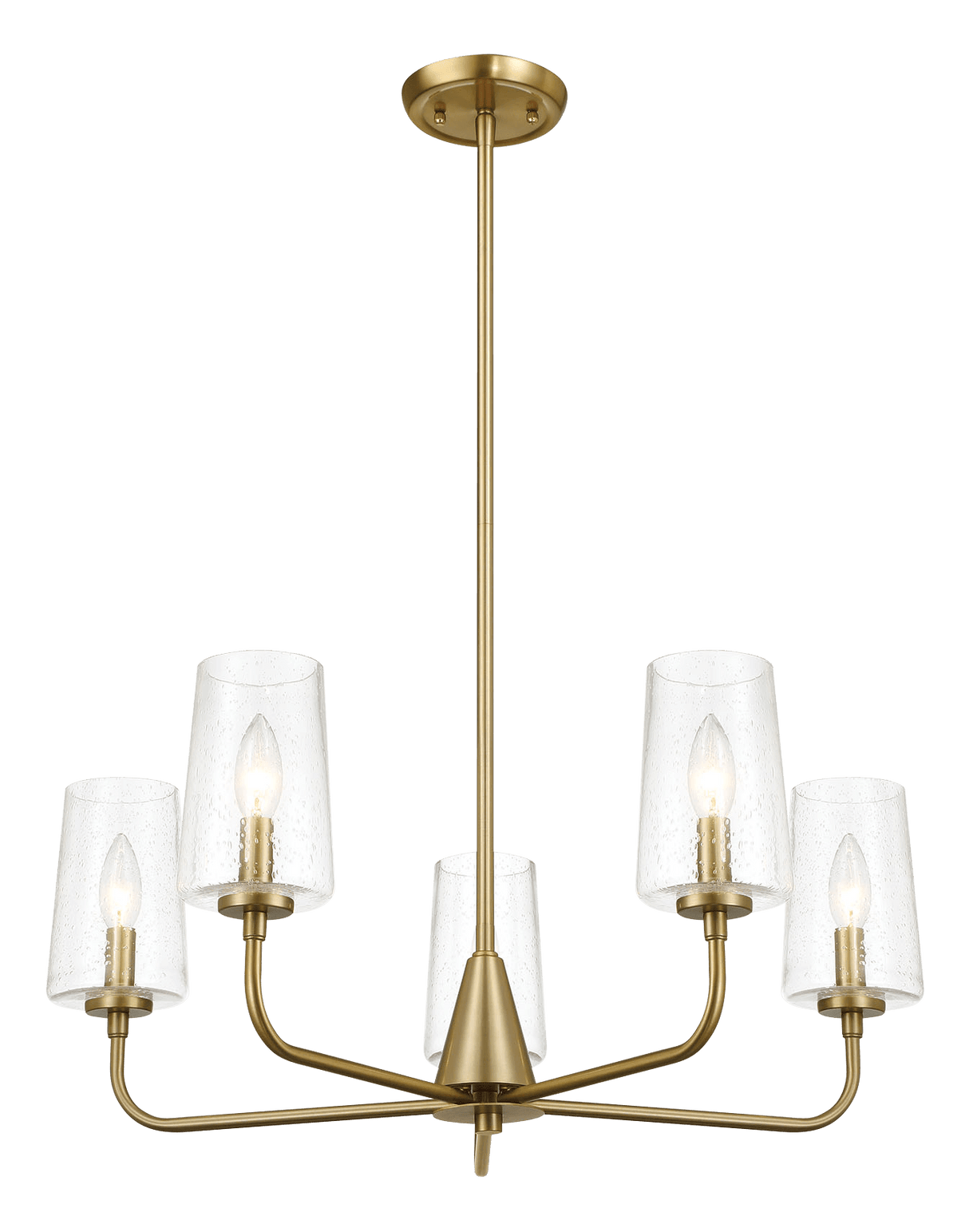 Dazzle Five Lights Chandelier With Clear Seeded Glass -Satin Brass by Ashcroft Imports at Eve Furniture