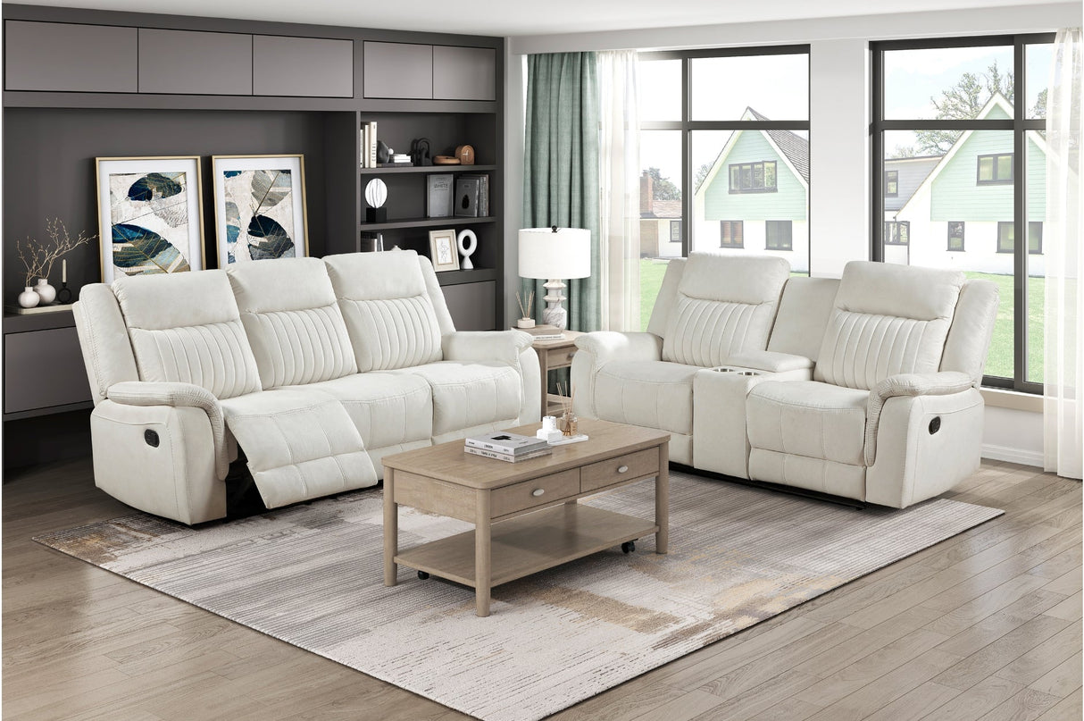Dean Beige Double Reclining Sofa by Homelegance at Eve Furniture