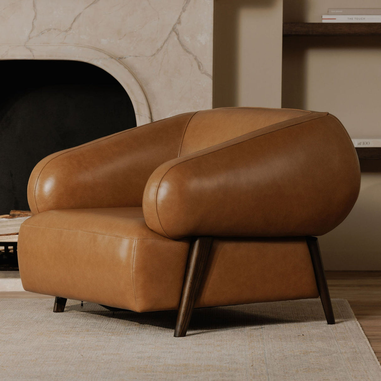 Devlin Tan Leather Lounge Chair by Moe's Home at Eve Furniture