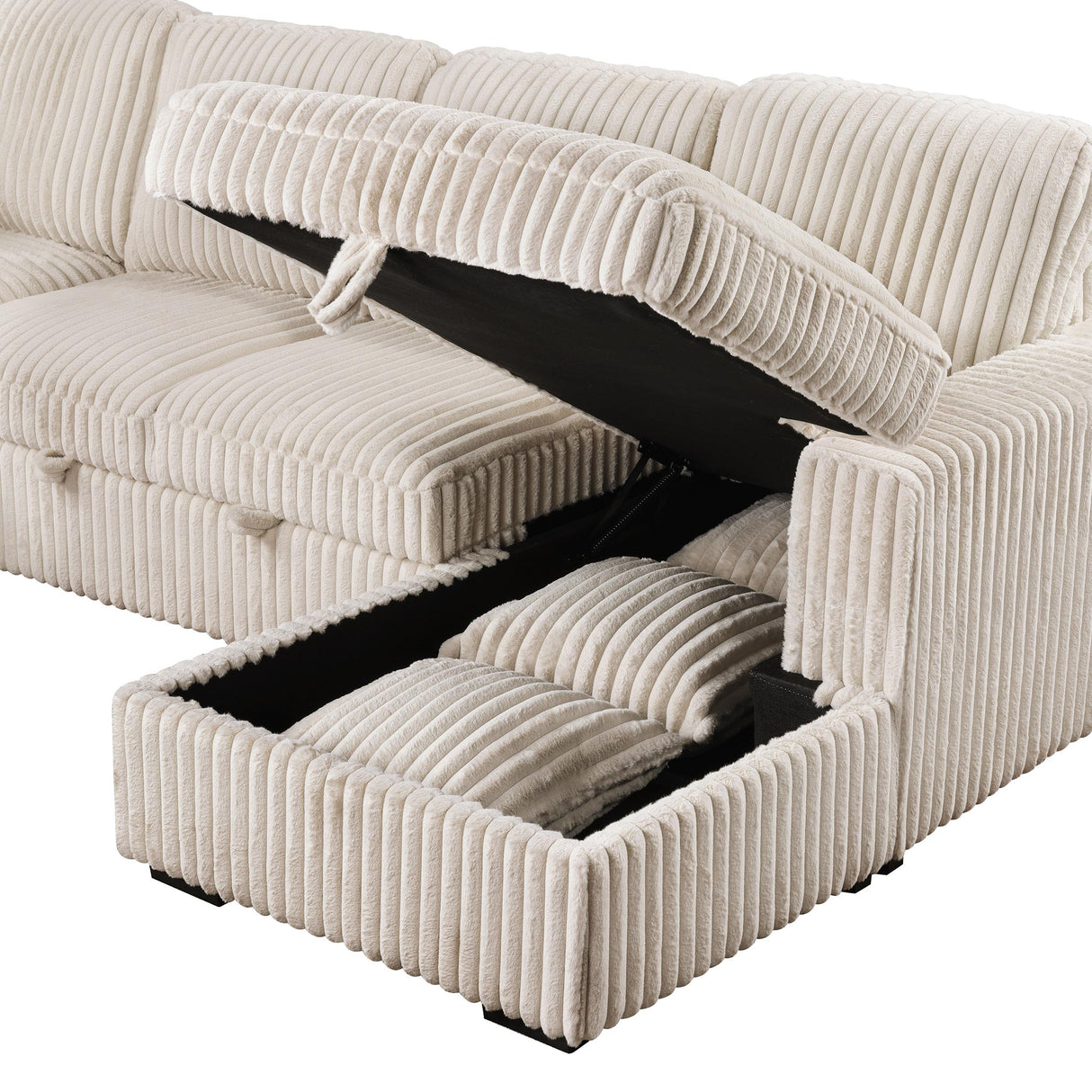 Devonshire Camel Sleeper Sectional Sofa Storage Chaise by Coaster at Eve Furniture