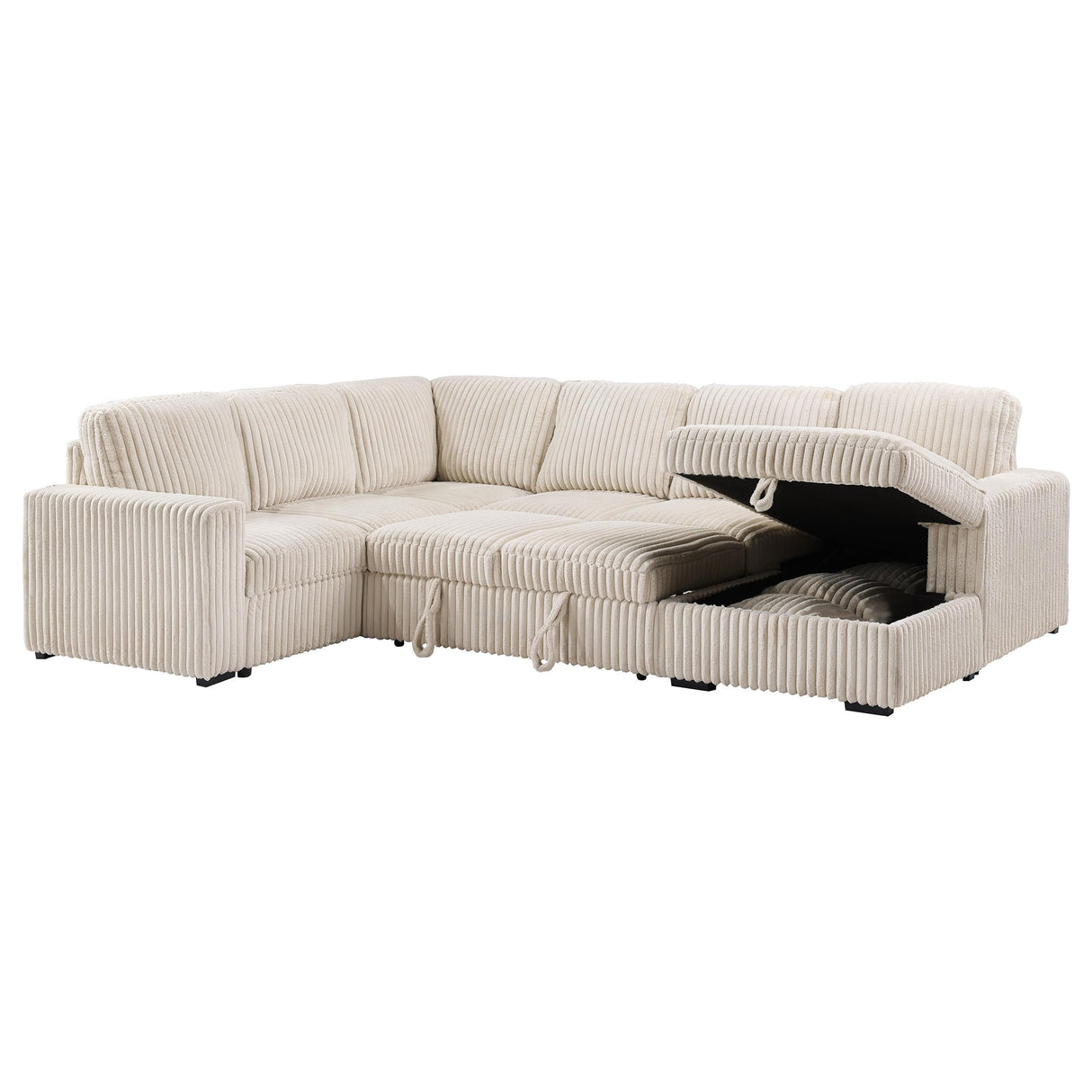 Devonshire Camel Sleeper Sectional Sofa Storage Chaise by Coaster at Eve Furniture