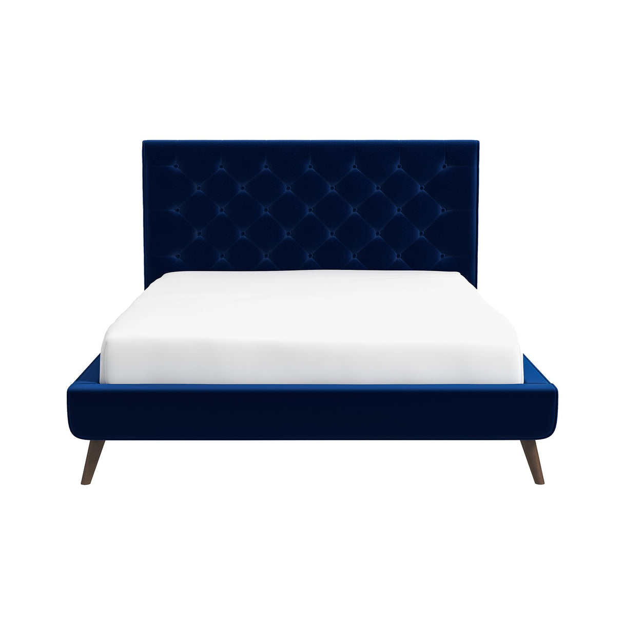 Dillon Blue Velvet Platform Bed (Queen Size) by Ashcroft Imports at Eve Furniture