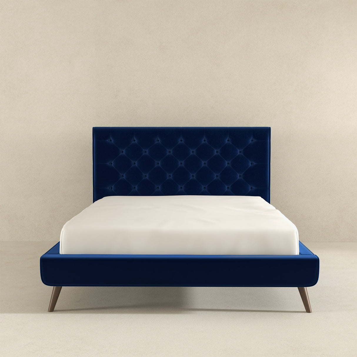 Dillon Blue Velvet Platform Bed (Queen Size) by Ashcroft Imports at Eve Furniture