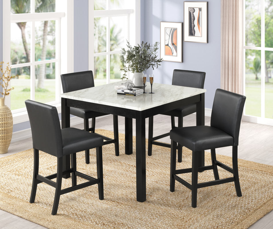 Dior PU Black 5-Piece Counter Height Set by Happy Homes at Eve Furniture