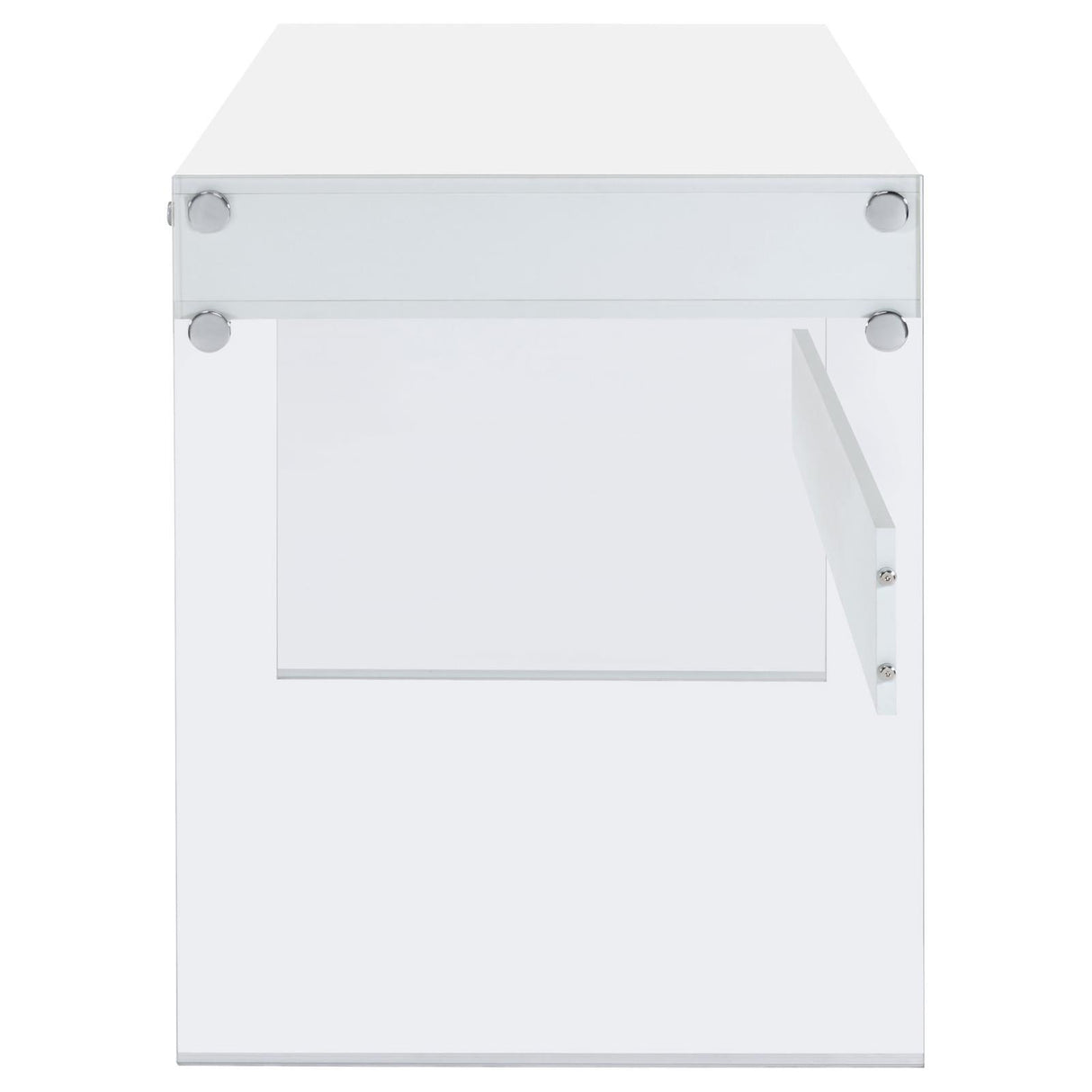 Dobrev Glossy White/Clear 2-Drawer Writing Desk by Coaster at Eve Furniture