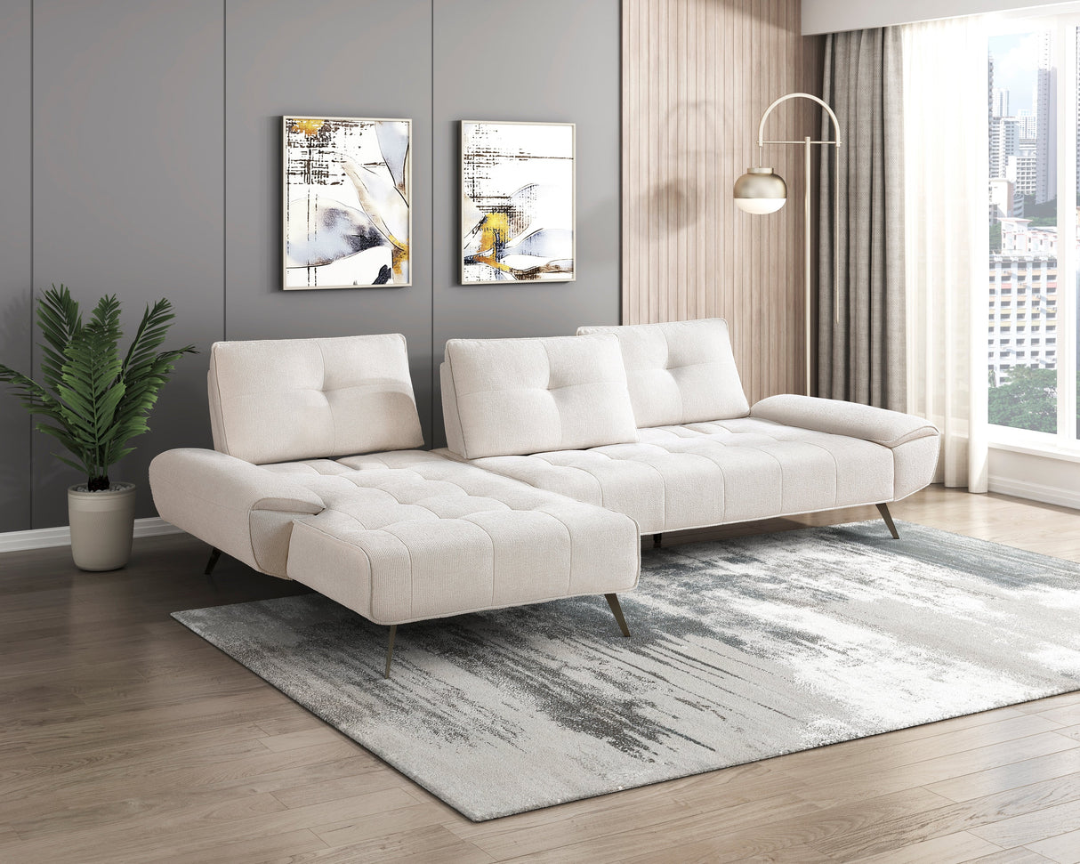Dominic Beige 2-Piece Sectional with Left Chaise and Dual-position Backs by Homelegance at Eve Furniture