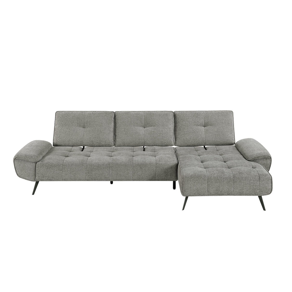 Dominic Dark Gray 2-Piece Sectional with Right Chaise and Dual-position Backs by Homelegance at Eve Furniture