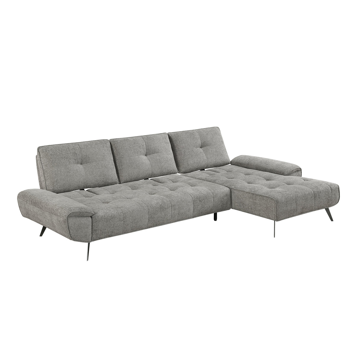 Dominic Dark Gray 2-Piece Sectional with Right Chaise and Dual-position Backs by Homelegance at Eve Furniture