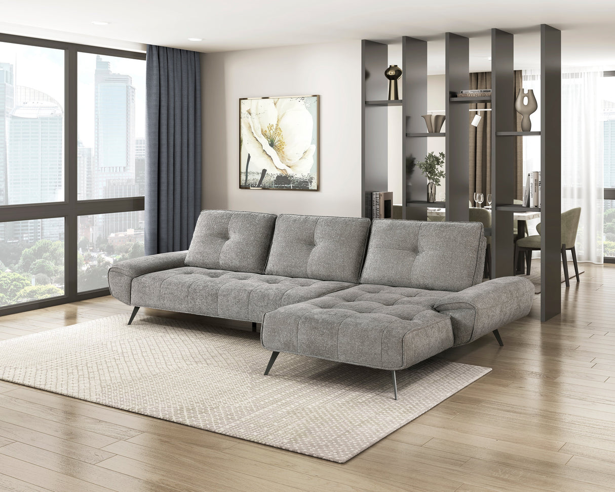 Dominic Dark Gray 2-Piece Sectional with Right Chaise and Dual-position Backs by Homelegance at Eve Furniture