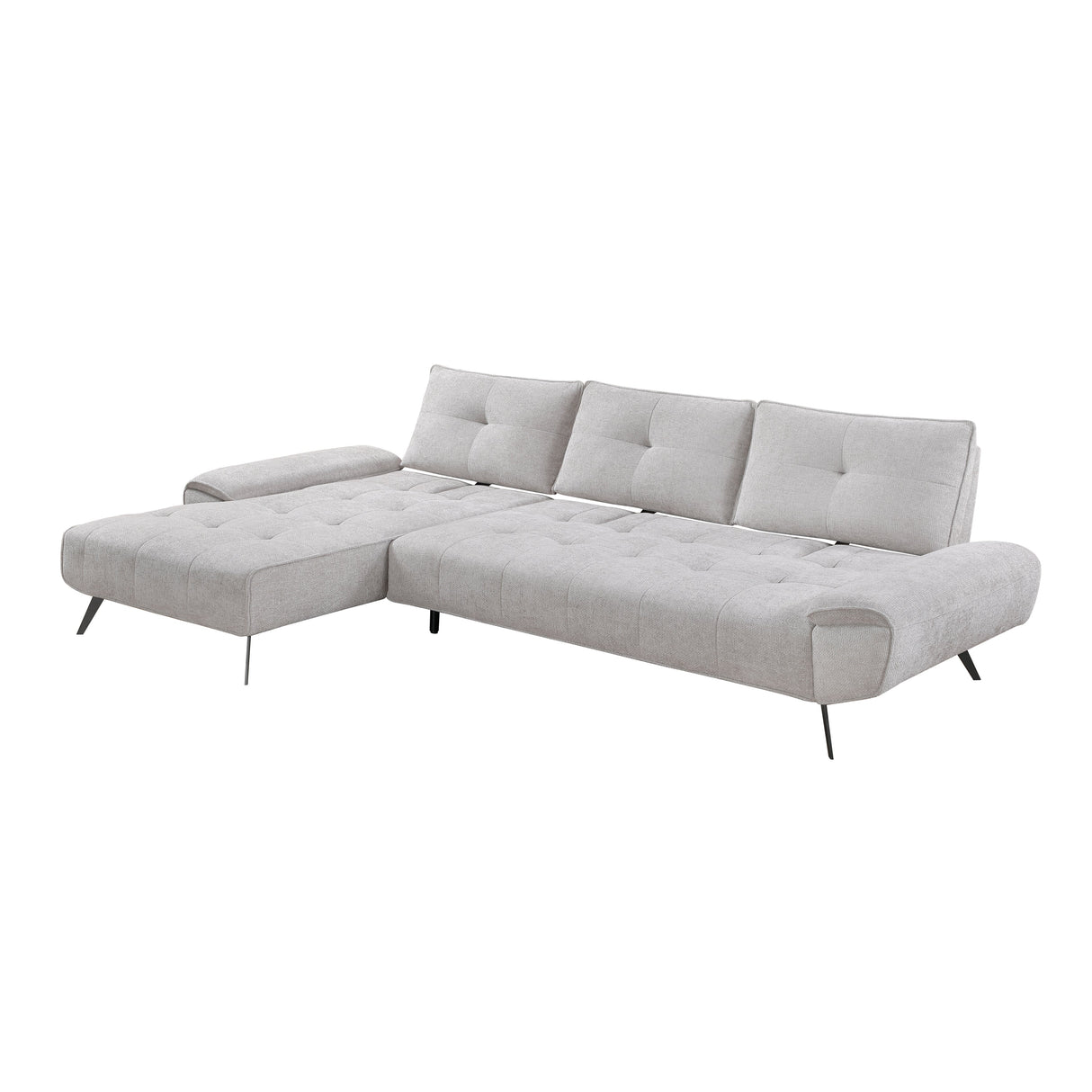 Dominic Light Gray 2-Piece Sectional with Left Chaise and Dual-position Backs by Homelegance at Eve Furniture