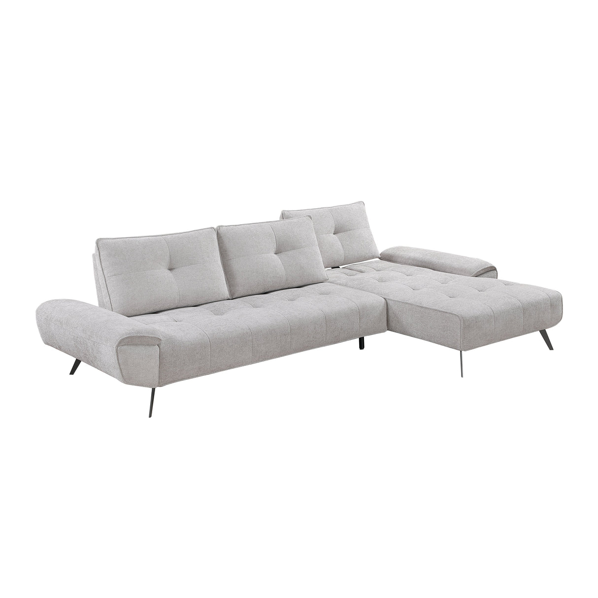 Dominic Light Gray 2-Piece Sectional with Right Chaise and Dual-position Backs by Homelegance at Eve Furniture