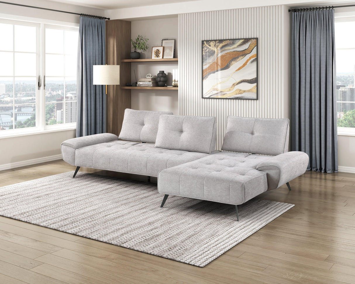 Dominic Light Gray 2-Piece Sectional with Right Chaise and Dual-position Backs by Homelegance at Eve Furniture