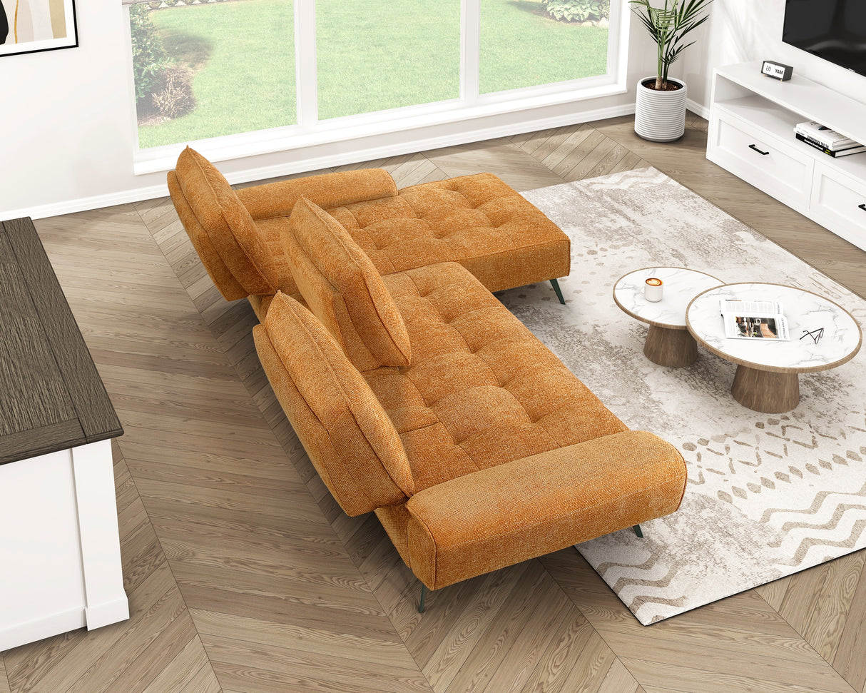 Dominic Orange 2-Piece Sectional with Right Chaise and Dual-position Backs by Homelegance at Eve Furniture