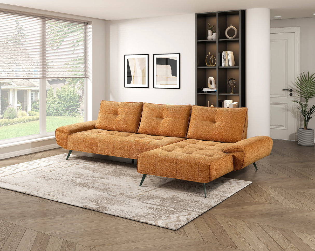 Dominic Orange 2-Piece Sectional with Right Chaise and Dual-position Backs by Homelegance at Eve Furniture