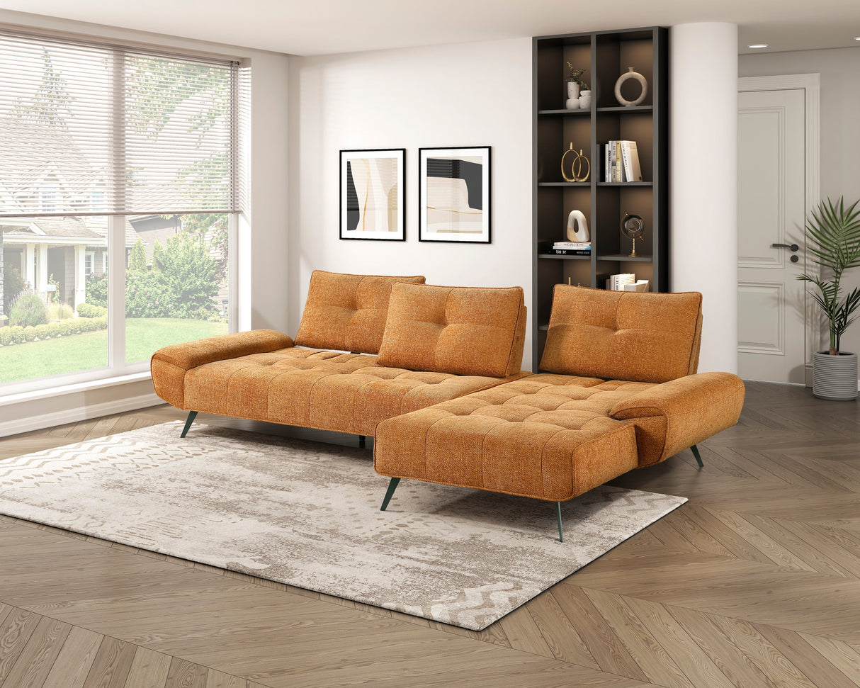 Dominic Orange 2-Piece Sectional with Right Chaise and Dual-position Backs by Homelegance at Eve Furniture