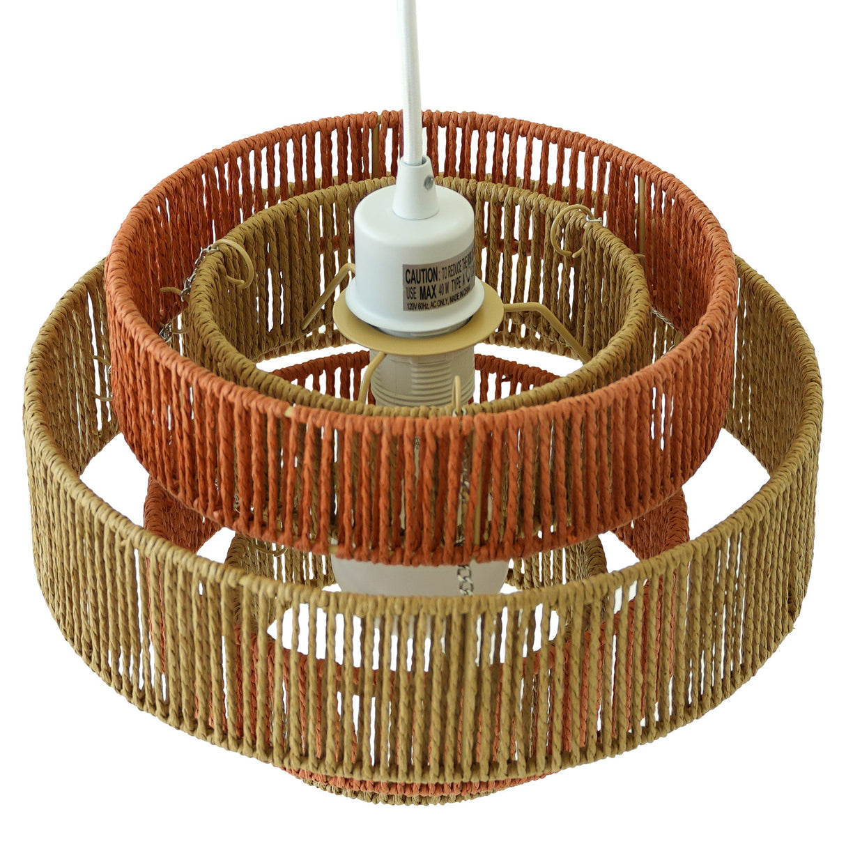Dorset Pendant Lamp - White and Natural/Terracotta by Ashcroft Imports at Eve Furniture