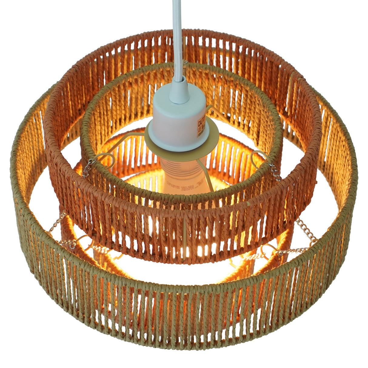 Dorset Pendant Lamp - White and Natural/Terracotta by Ashcroft Imports at Eve Furniture