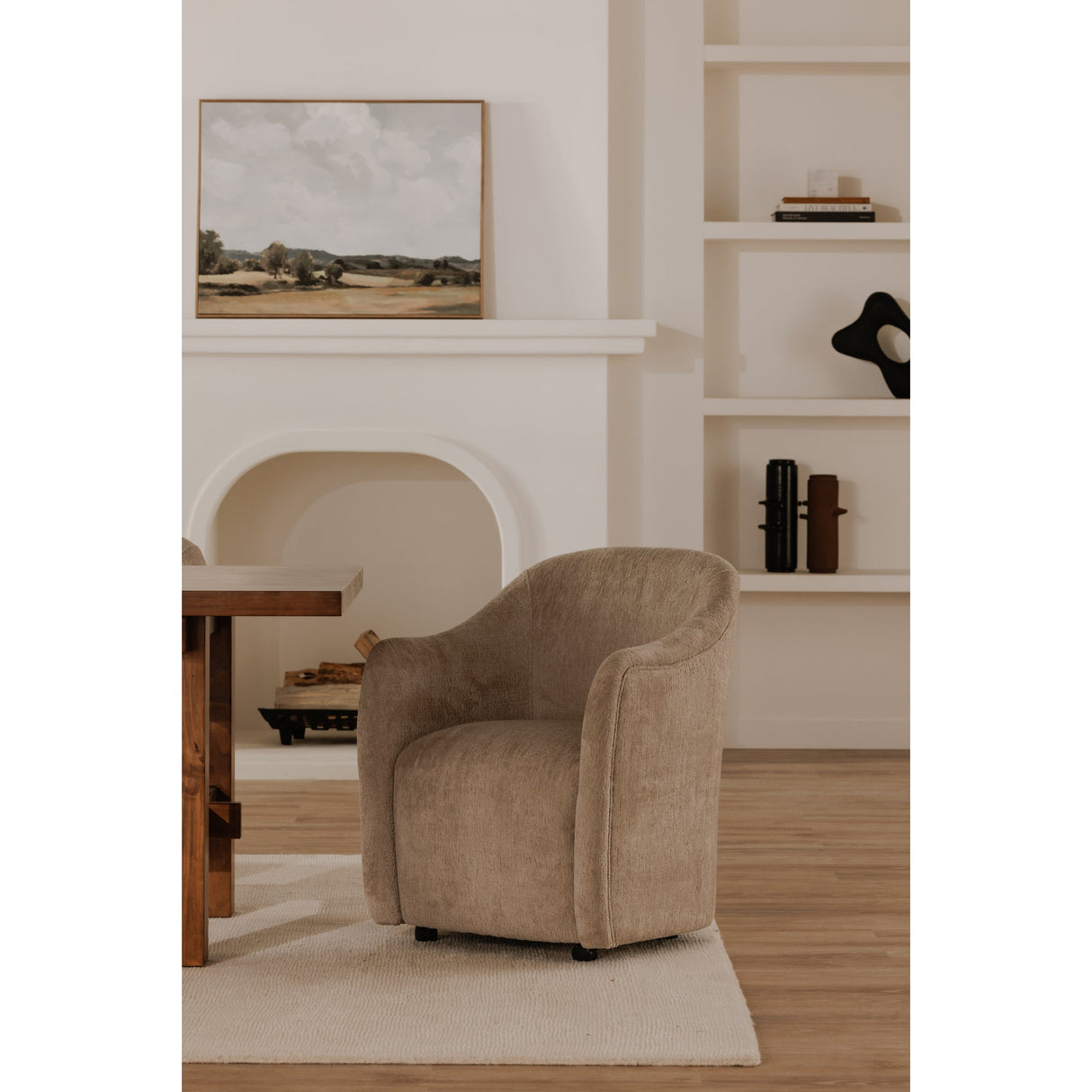 Drava Beige Rolling Dining Chair by Moe's Home at Eve Furniture
