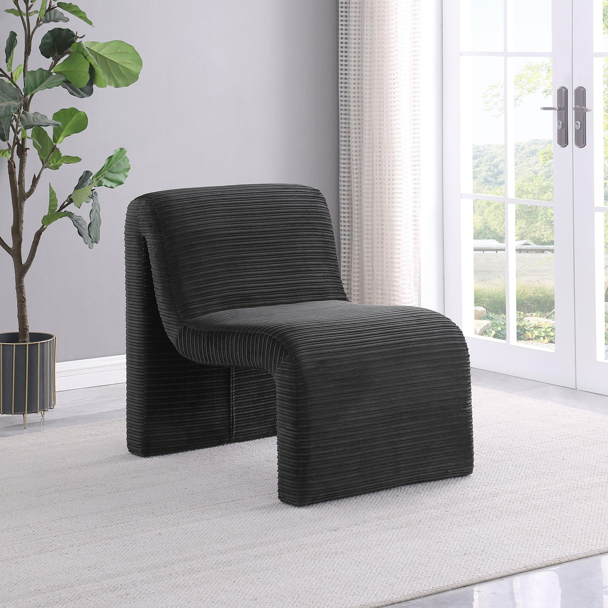 Drayton Black Upholstered Curved Armless Accent Chair by Coaster at Eve Furniture