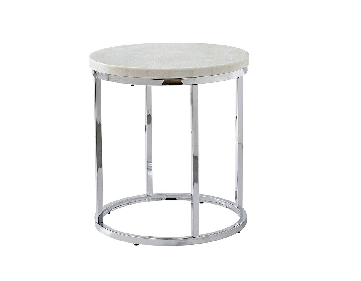 Echo White Marble Top Round End Table by Steve Silver at Eve Furniture