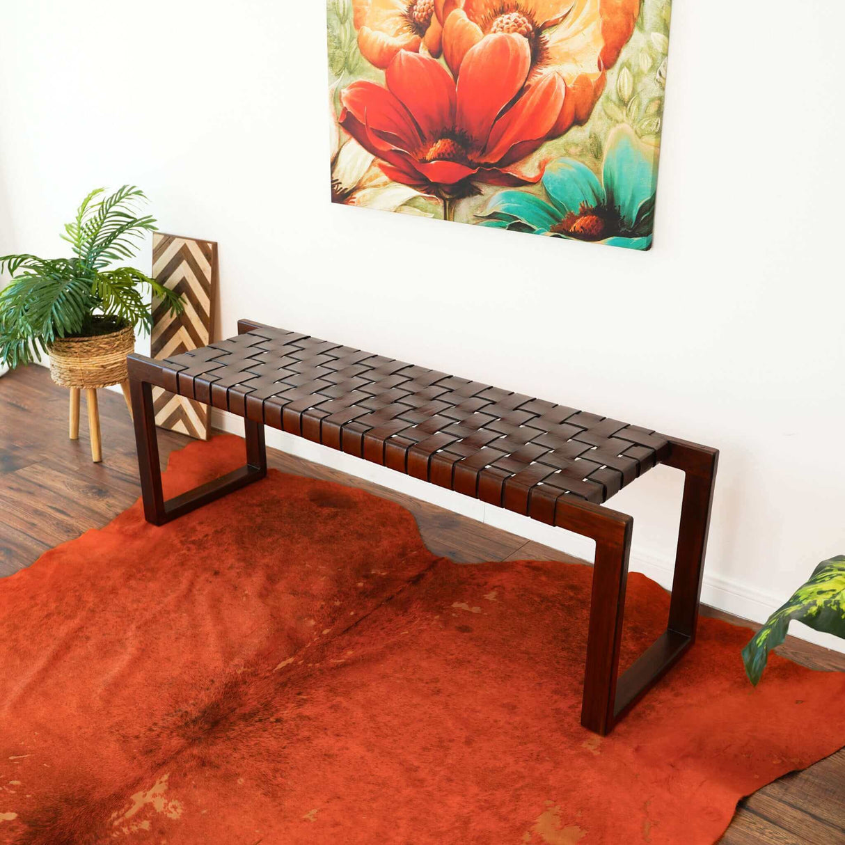 Christina Tan Leather Bench by Ashcroft Imports at Eve Furniture