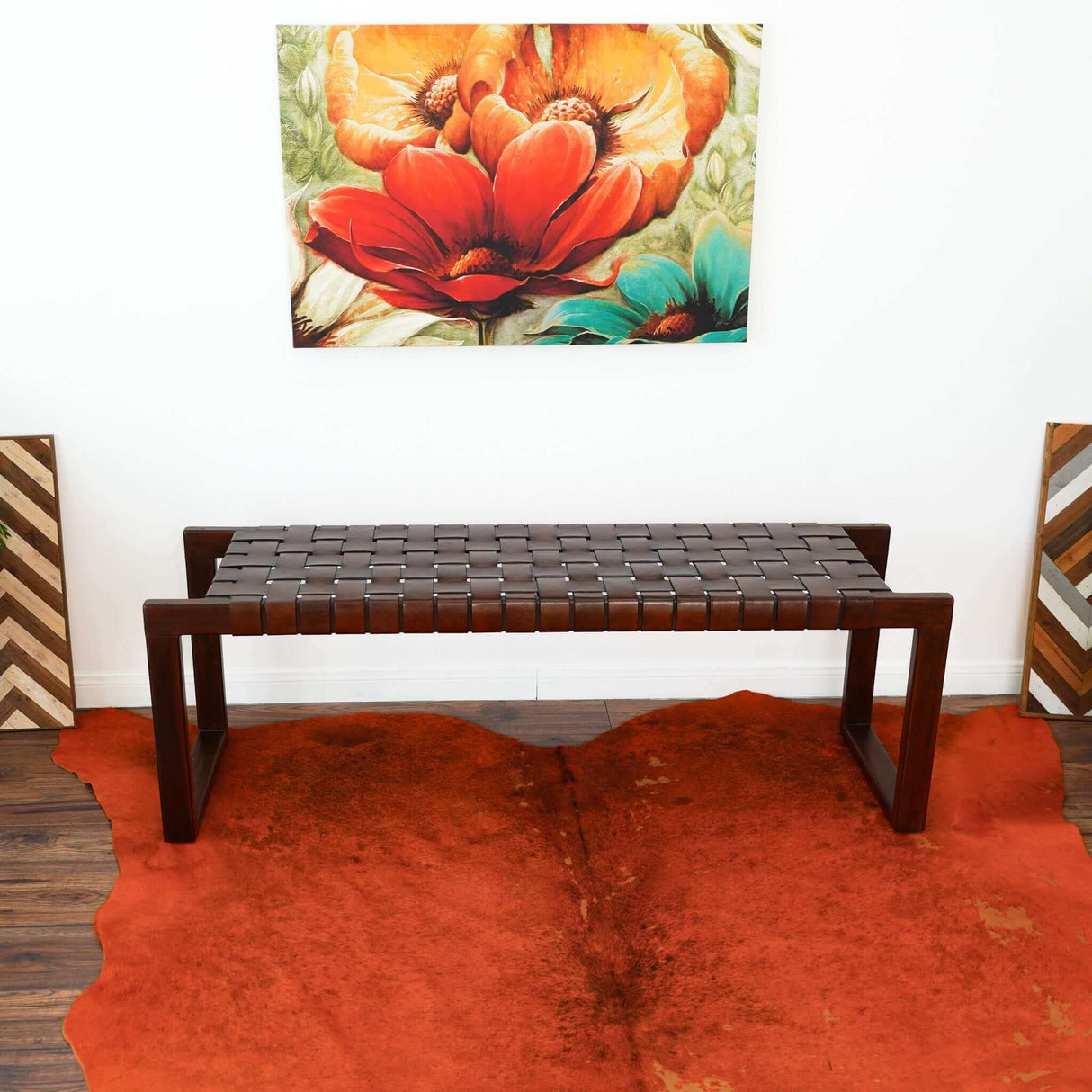 Christina Tan Leather Bench by Ashcroft Imports at Eve Furniture
