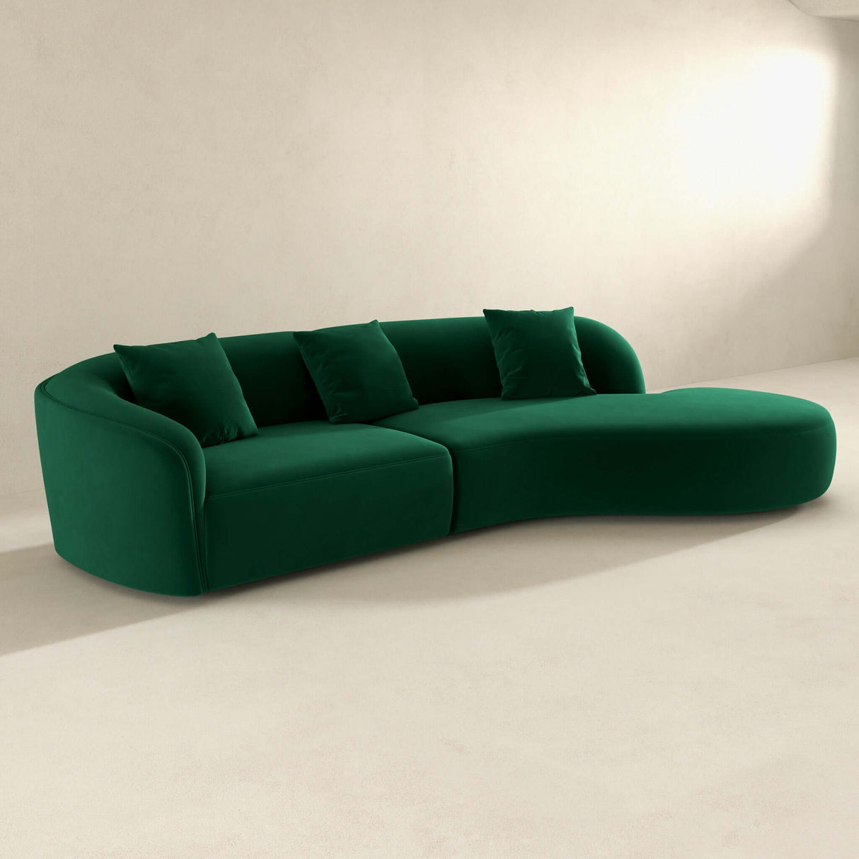 Elijah Dark Green Japandi Style Curvy Sectional Sofa 126" by Ashcroft Imports at Eve Furniture