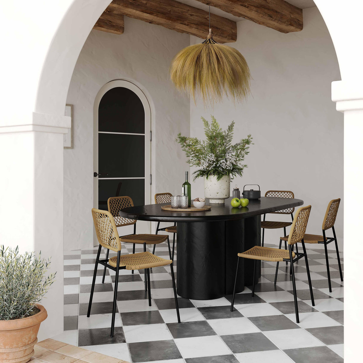 Elika Faux Plaster Indoor / Outdoor 80" Oval Dining Table by TOV Furniture at Eve Furniture