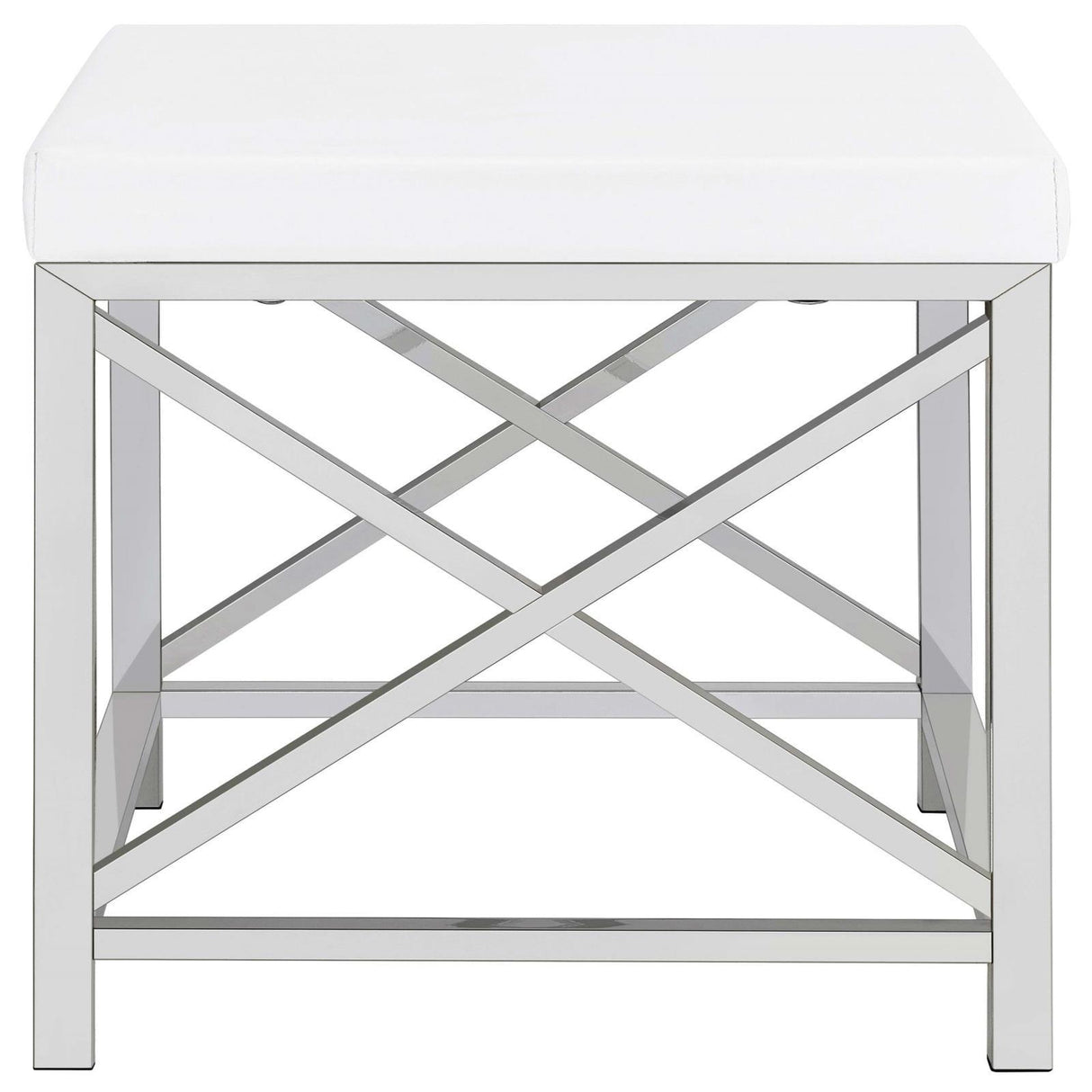 Eliza White and Chrome 2-piece Vanity Set with Hollywood Lighting by Coaster at Eve Furniture