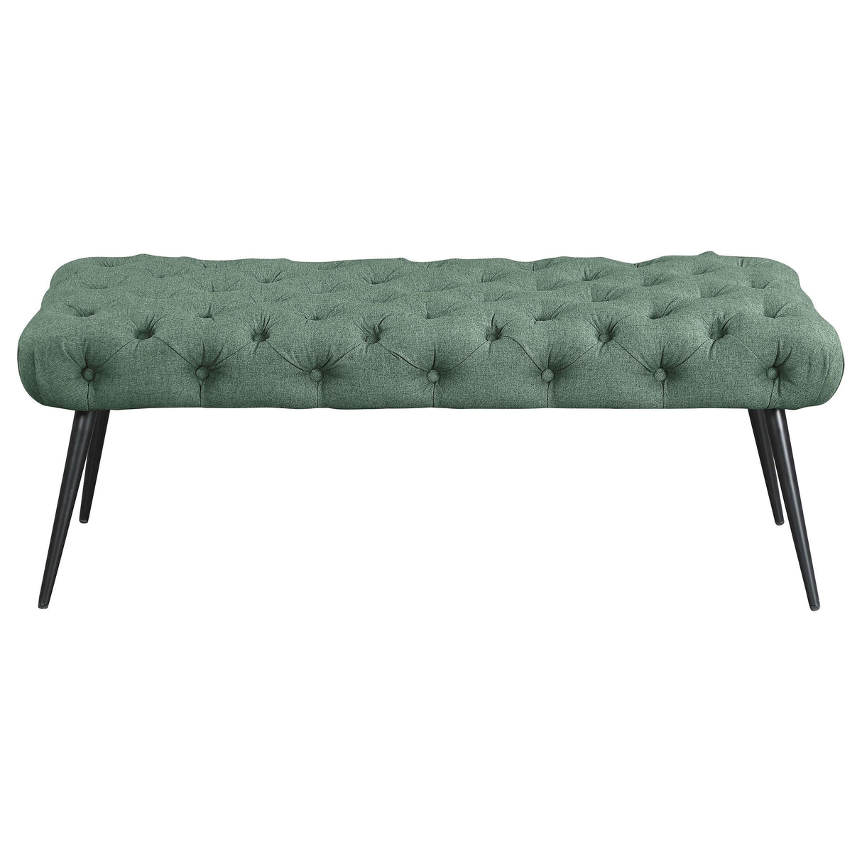 Ella Teal Upholstered Tufted Bench Stainless Steel Legs by Coaster at Eve Furniture