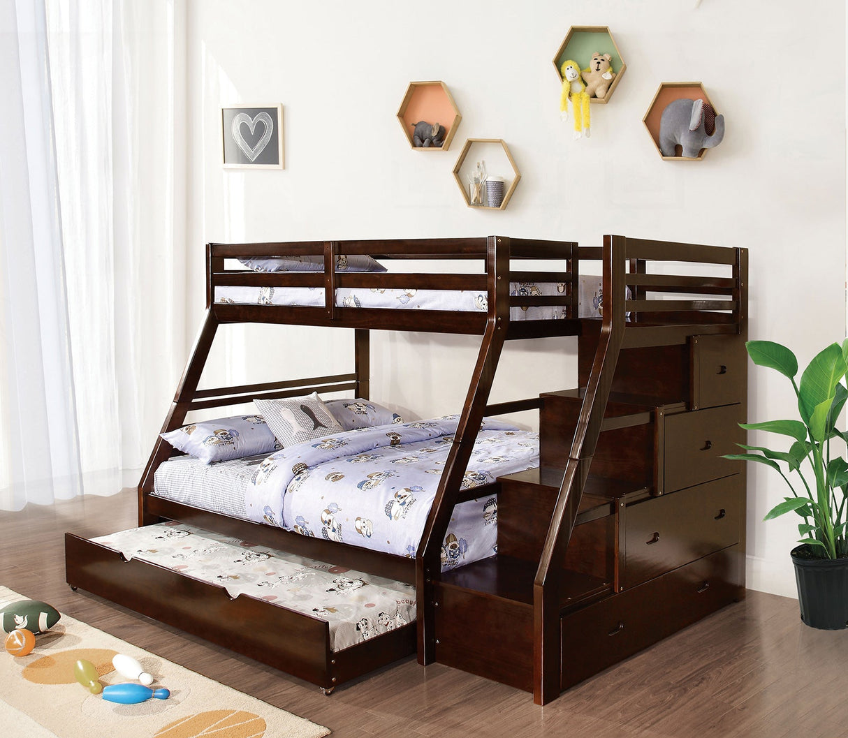 Ellington Espresso Twin/Full Bunk Bed by Furniture of America at Eve Furniture