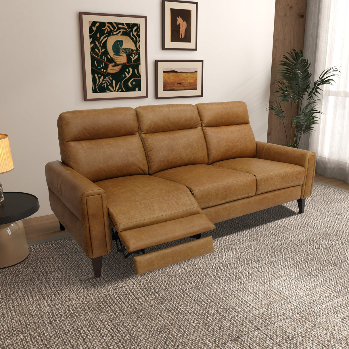 Elliot Incliner Sofa Left - Waxy Tan Leather by Ashcroft Imports at Eve Furniture