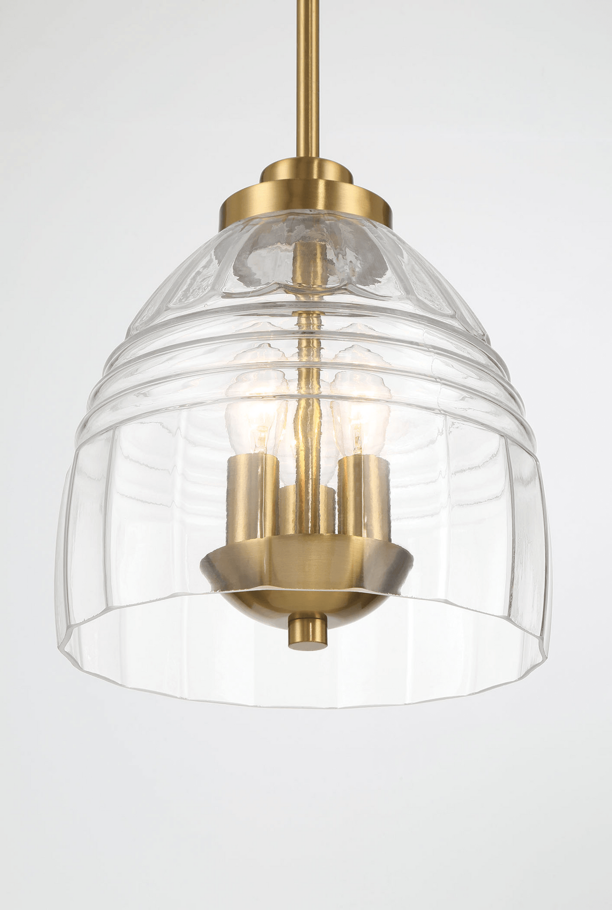 Ember Three Candle Lights Chain Pendant With Clear Glass - Satin Brass by Ashcroft Imports at Eve Furniture