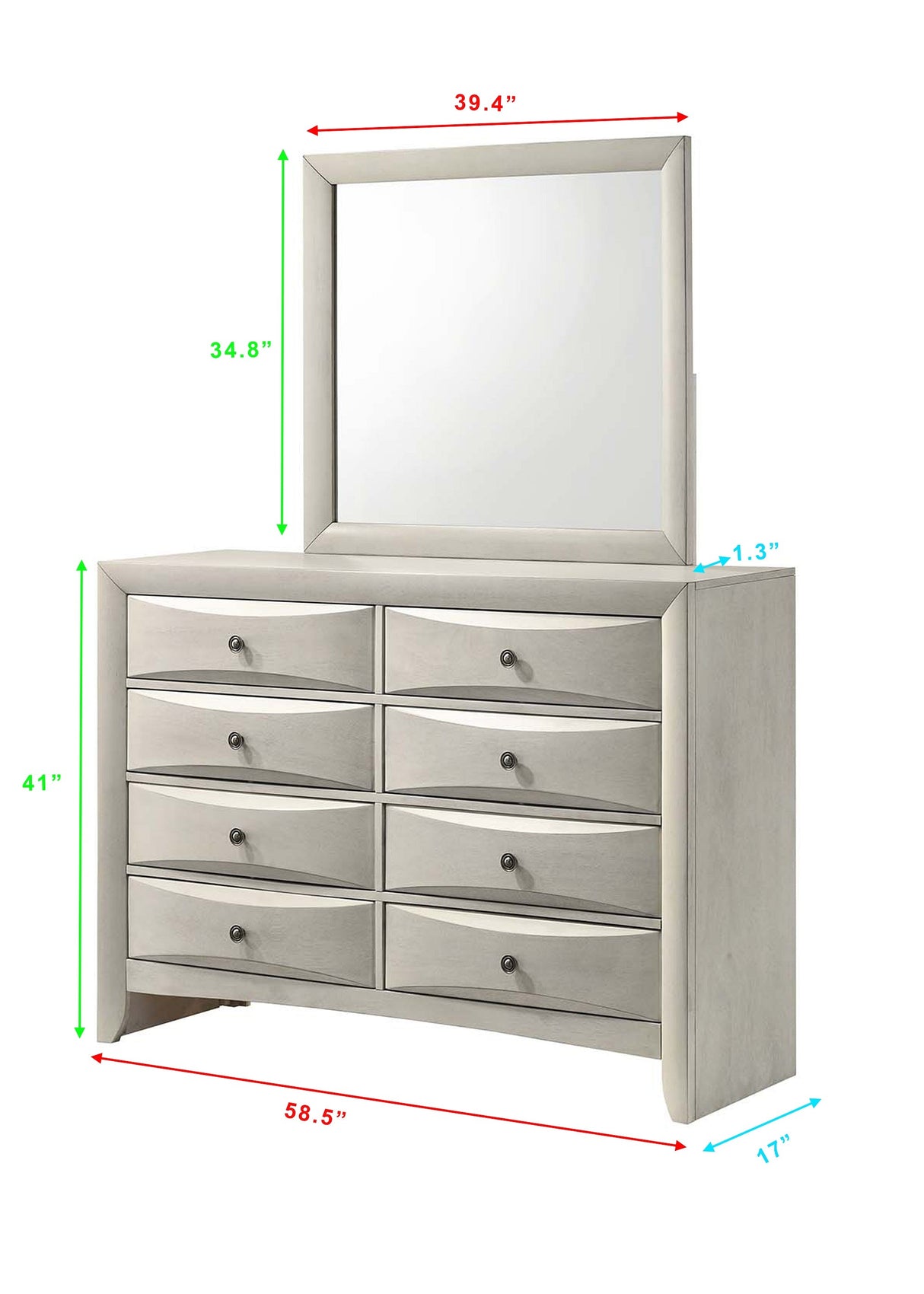 Emily White Bedroom Mirror (Mirror Only) by Crown Mark at Eve Furniture