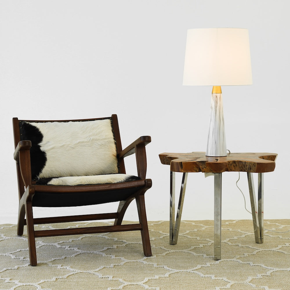 Enclave Hydro Black Table Lamp with On/Off Switch Faux Marble Base Fabric Shade by Ashcroft Furniture at Eve Furniture