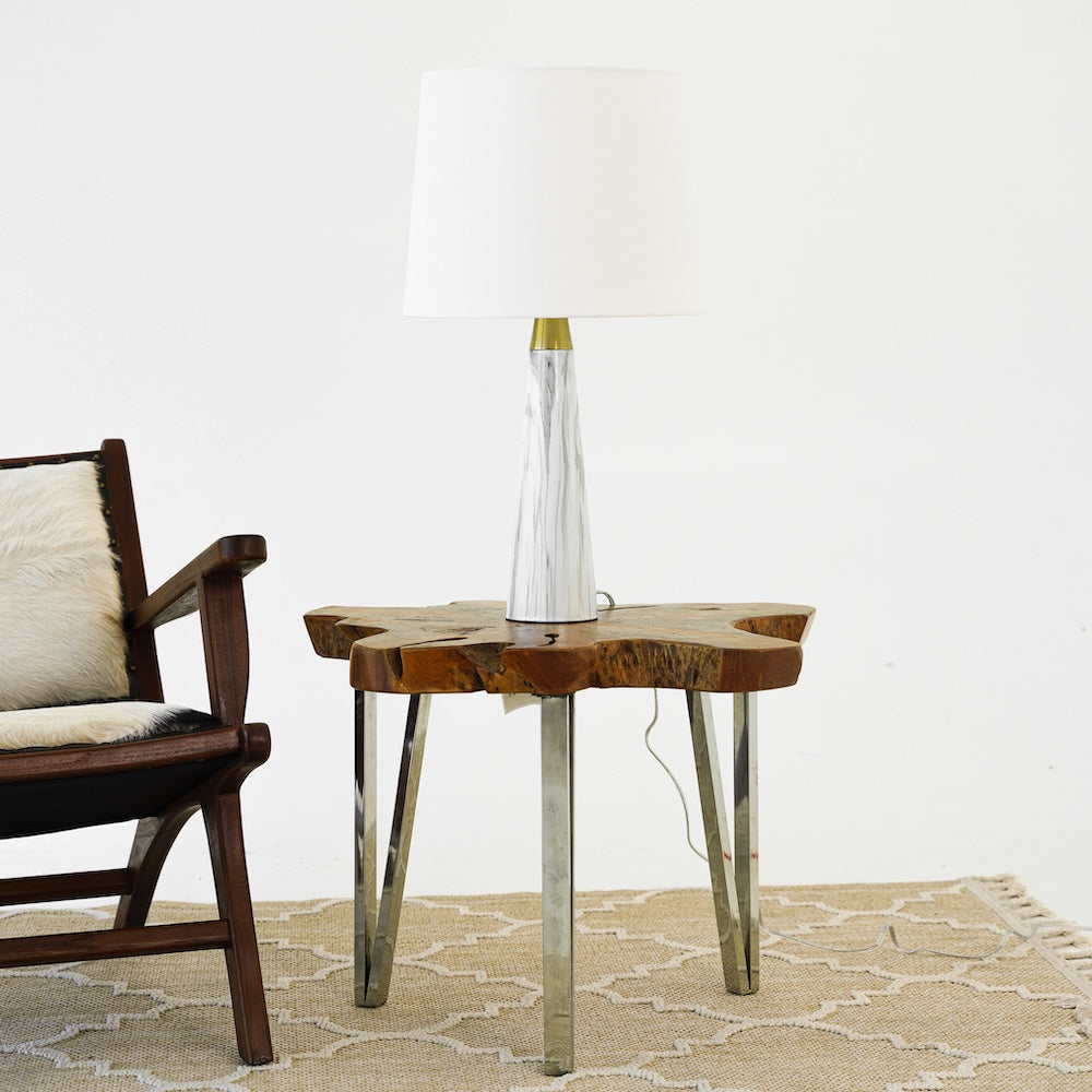 Enclave Hydro Black Table Lamp with On/Off Switch Faux Marble Base Fabric Shade by Ashcroft Furniture at Eve Furniture