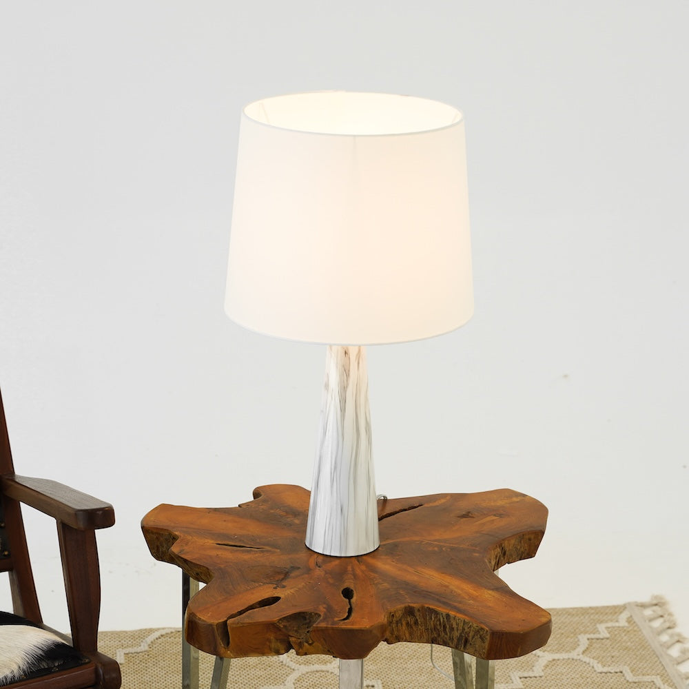 Enclave Hydro Black Table Lamp with On/Off Switch Faux Marble Base Fabric Shade by Ashcroft Furniture at Eve Furniture