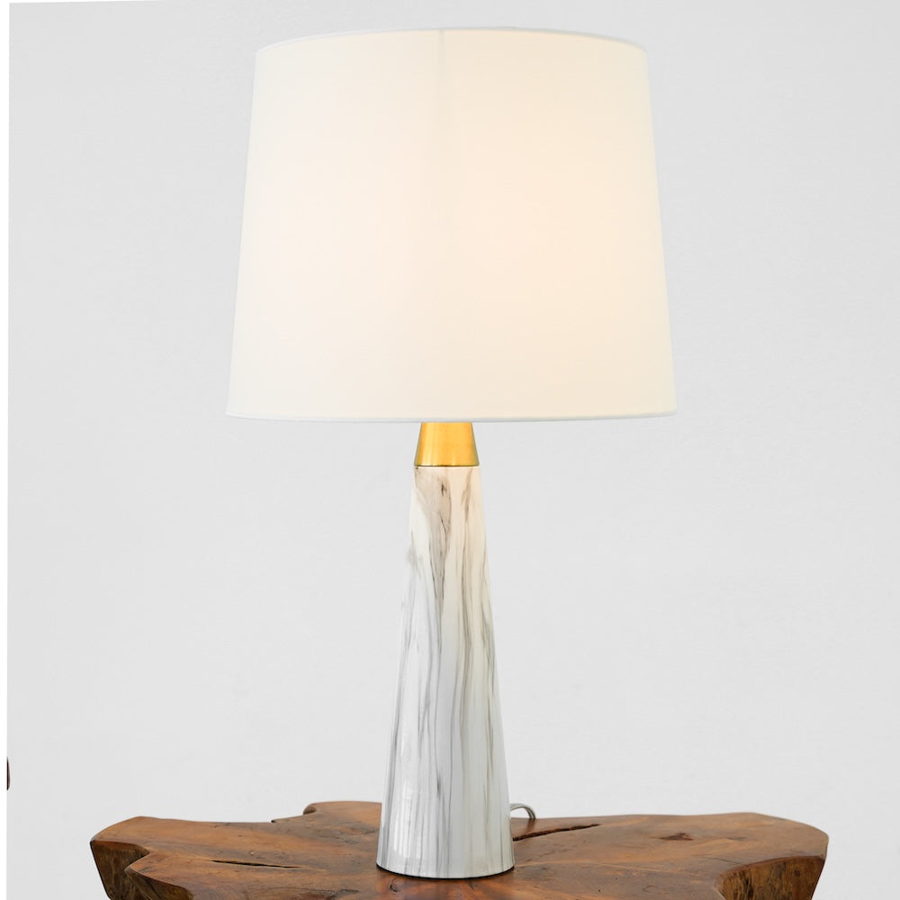 Enclave Hydro Black Table Lamp with On/Off Switch Faux Marble Base Fabric Shade by Ashcroft Furniture at Eve Furniture