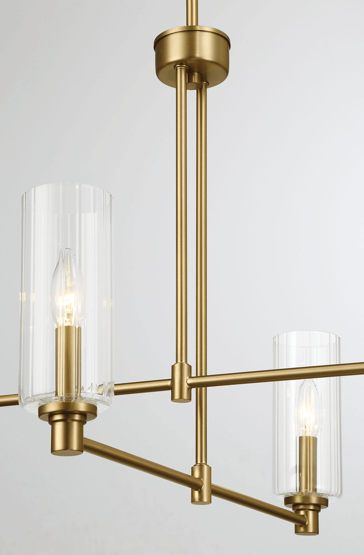 Enigma Four Lights Chandelier With Clear Ribbed Glass -Satin Brass by Ashcroft Imports at Eve Furniture