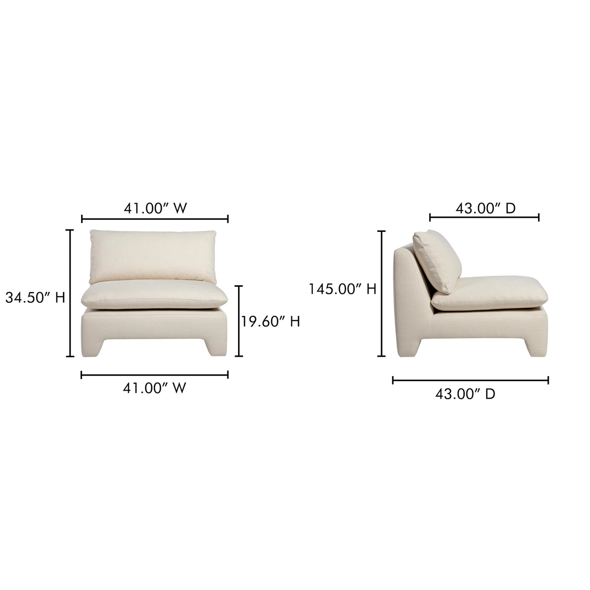 Estelle Cream Lounge Chair by Moe's Home at Eve Furniture
