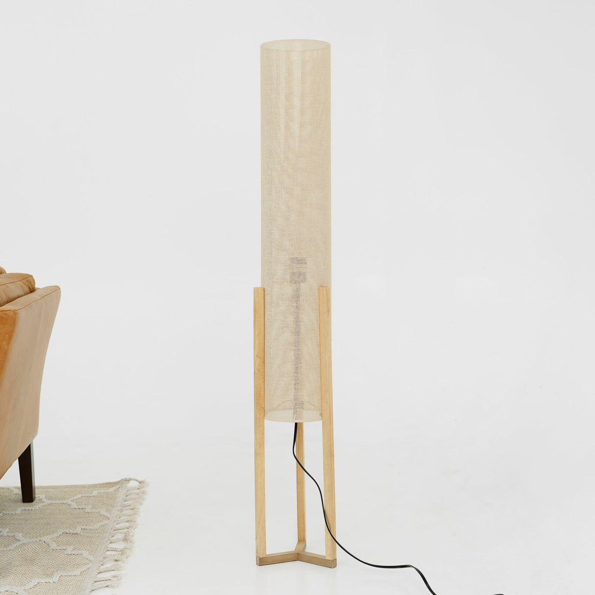 Ethos Floor Lamp Oak and Natural by Ashcroft Imports at Eve Furniture