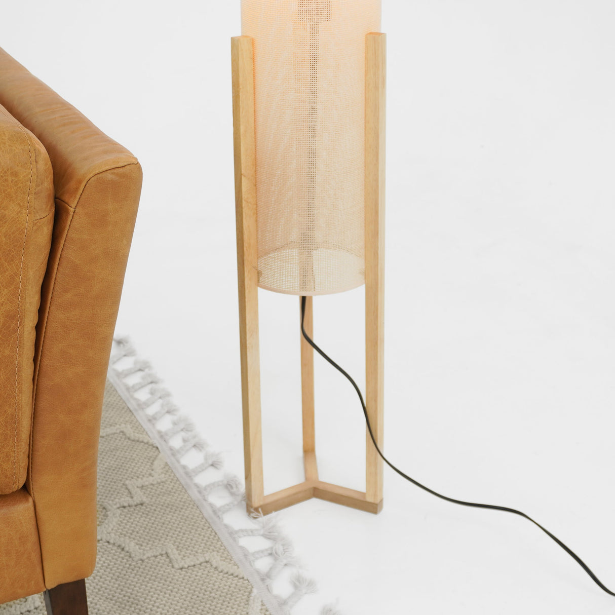 Ethos Floor Lamp Oak and Natural by Ashcroft Imports at Eve Furniture
