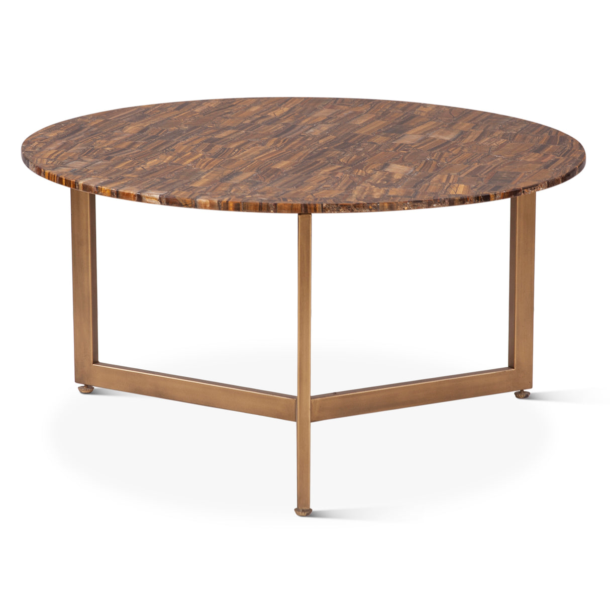 Calico 36" Coffee Table in Tiger Eye with Antique Gold Base by Home Trends & Design at Eve Furniture
