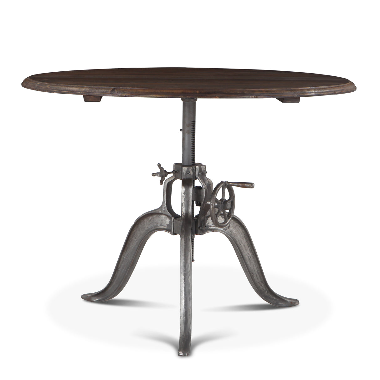 Industrial Loft 48" Adjustable Round Dining Table in Weathered Teak by Home Trends & Design at Eve Furniture