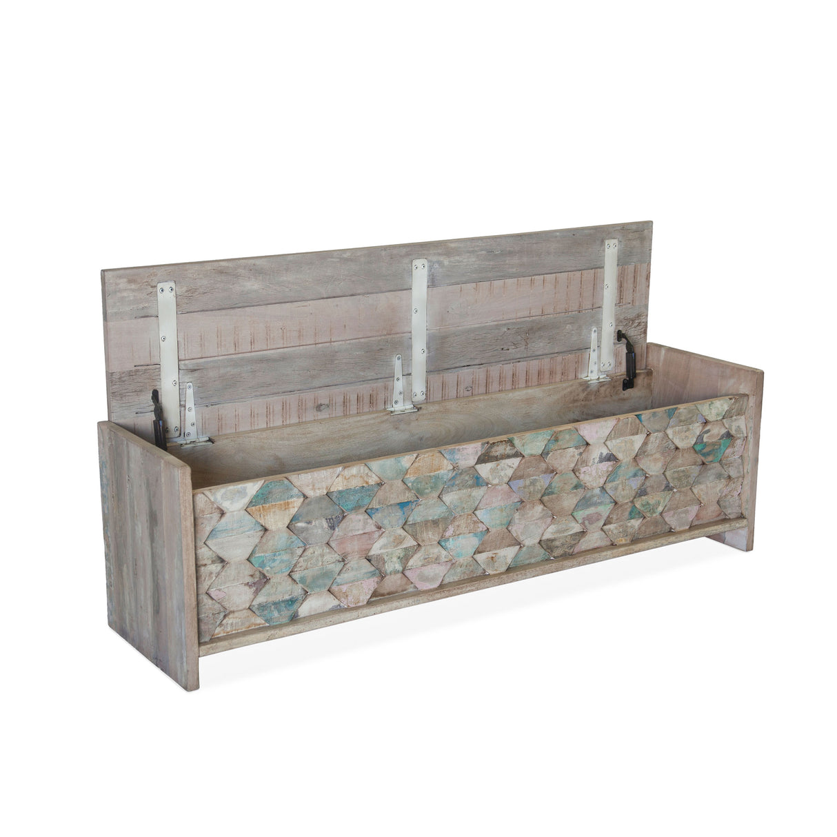 Ibizia 60" Storage Bench in Vintage Teal Reclaimed Wood