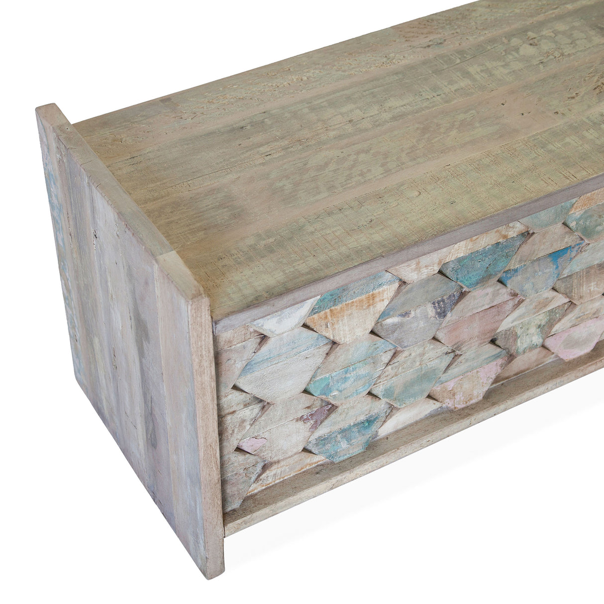 Ibizia 60" Storage Bench in Vintage Teal Reclaimed Wood