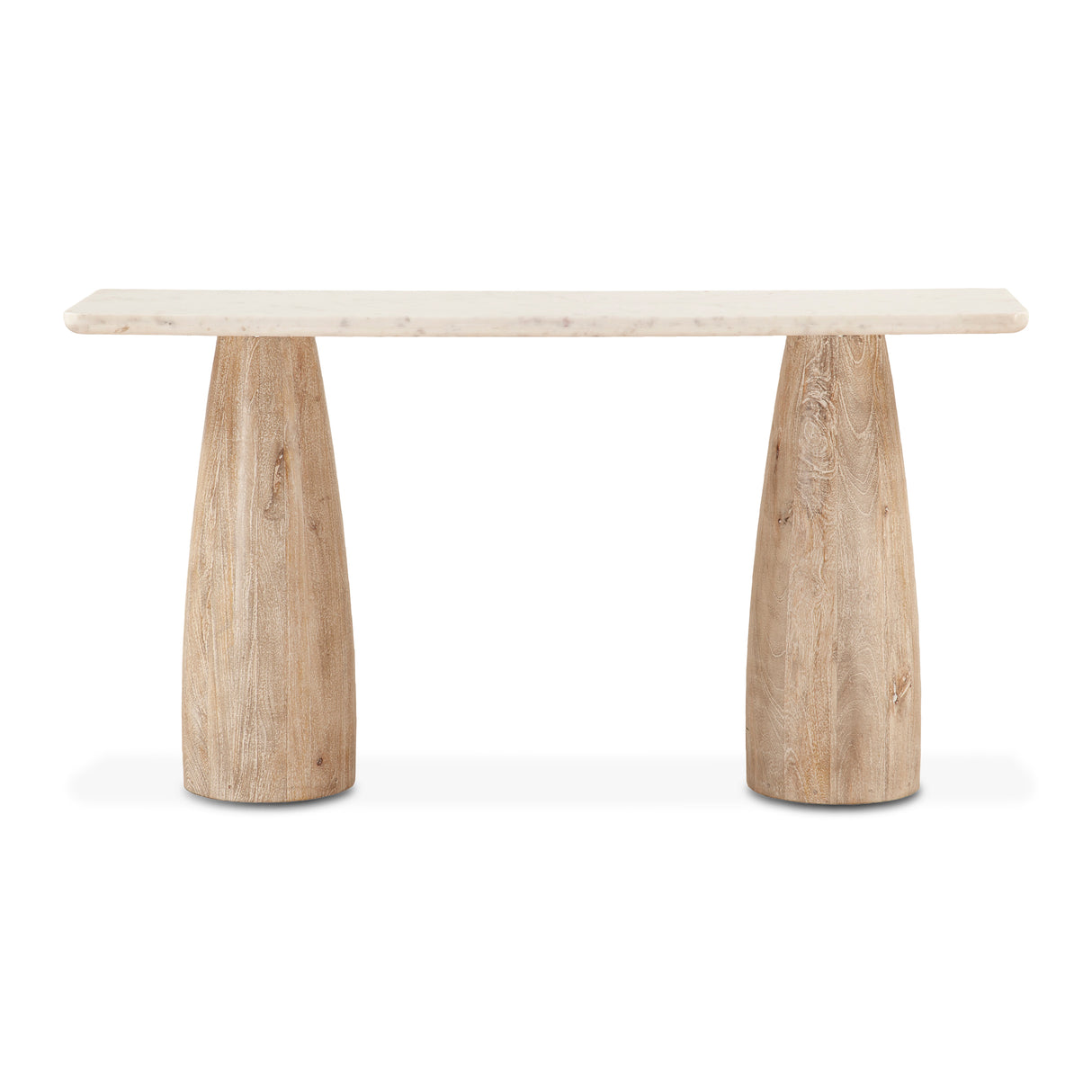 Palm Springs 60" Console Table with White Marble and Whitewash Modern Base