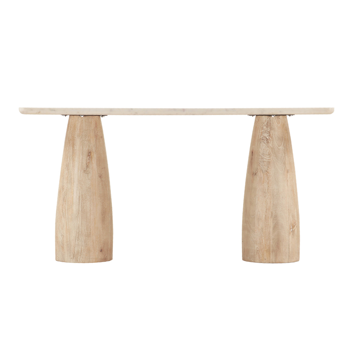 Palm Springs 60" Console Table with White Marble and Whitewash Modern Base